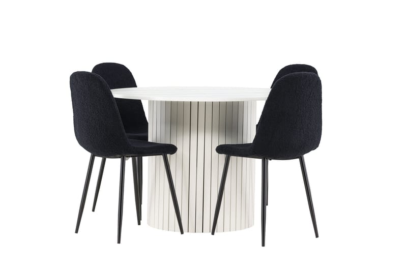 Härön Matgrupp 110 cm Rund med 4 Polar stolar - Vit/Svart - Möbler - Bord & matgrupper - Matgrupper
