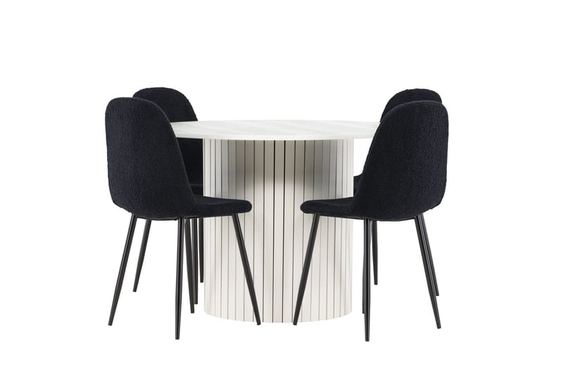 Härön Matgrupp 110 cm Rund med 4 Polar stolar - Vit/Svart - Möbler - Bord & matgrupper - Matgrupper