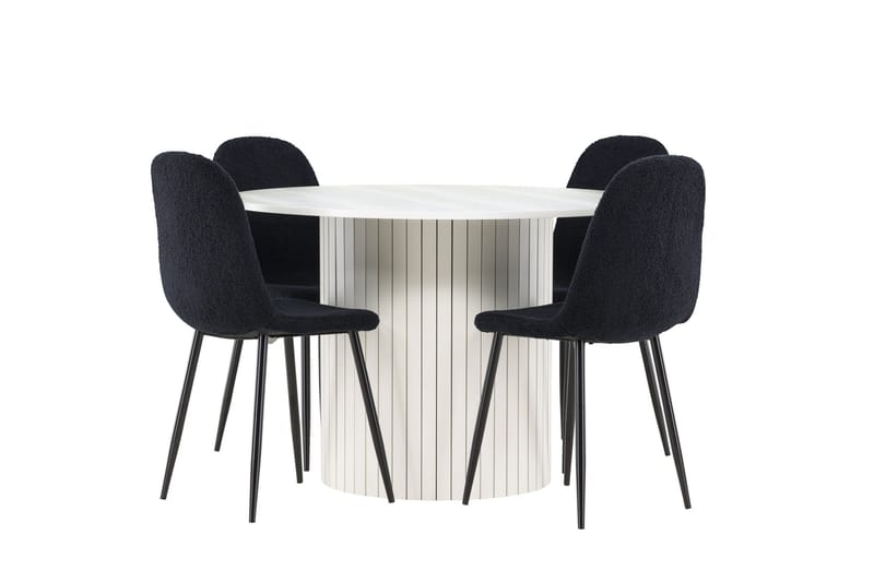 Härön Matgrupp 110 cm Rund med 4 Polar stolar - Vit/Svart - Möbler - Bord & matgrupper - Matgrupper