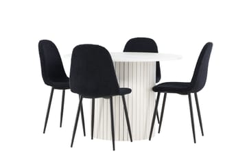 Härön Matgrupp 110 cm Rund med 4 Polar stolar - Vit/Svart - Möbler - Bord & matgrupper - Matgrupper