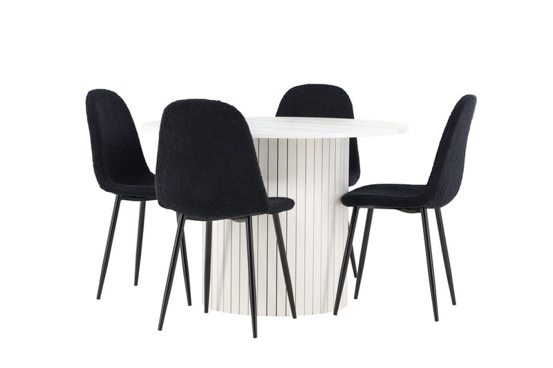 Härön Matgrupp 110 cm Rund med 4 Polar stolar - Vit/Svart - Möbler - Bord & matgrupper - Matgrupper