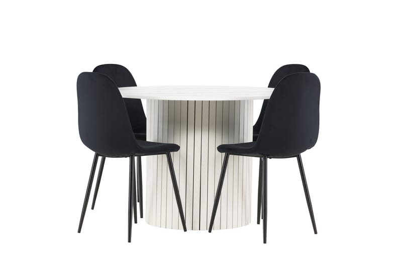 Härön Matgrupp 110 cm Rund med 4 Polar stolar - Vit/Svart - Möbler - Bord & matgrupper - Matgrupper