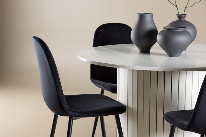 Härön Matgrupp 110 cm Rund med 4 Polar stolar - Vit/Svart - Möbler - Bord & matgrupper - Matgrupper
