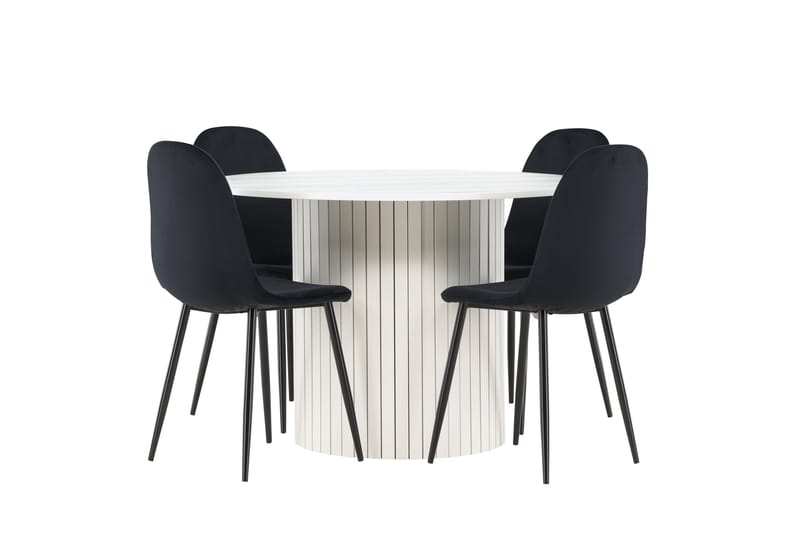 Härön Matgrupp 110 cm Rund med 4 Polar stolar - Vit/Svart - Möbler - Bord & matgrupper - Matgrupper