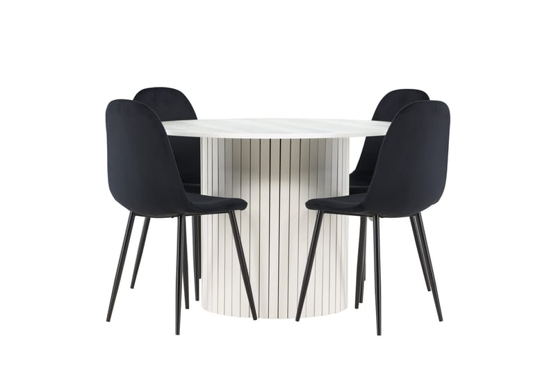 Härön Matgrupp 110 cm Rund med 4 Polar stolar - Vit/Svart - Möbler - Bord & matgrupper - Matgrupper