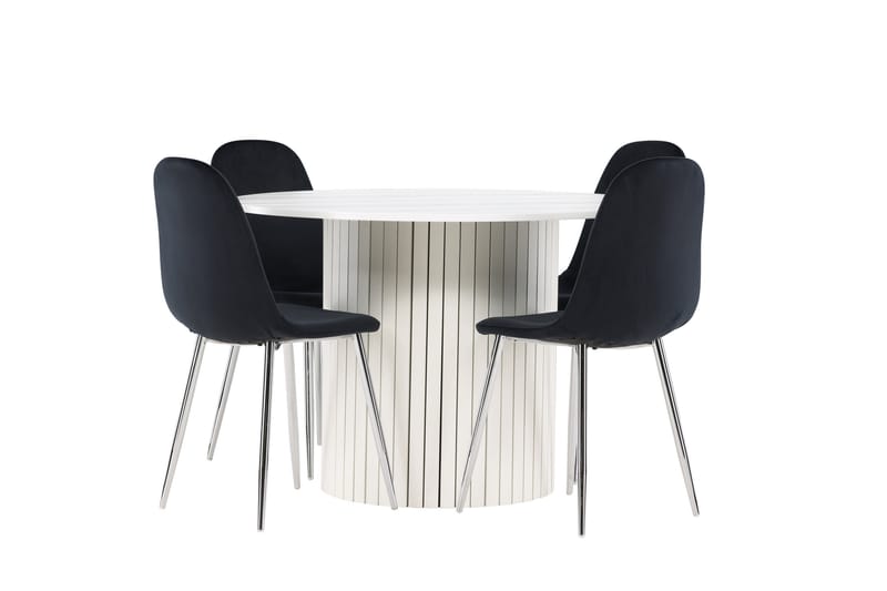 Härön Matgrupp 110 cm Rund med 4 Polar stolar - Vit/Svart - Möbler - Bord & matgrupper - Matgrupper