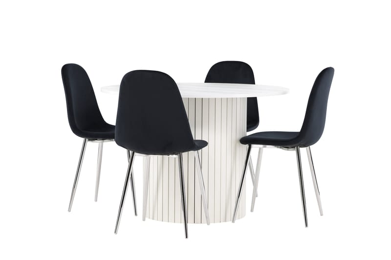 Härön Matgrupp 110 cm Rund med 4 Polar stolar - Vit/Svart - Möbler - Bord & matgrupper - Matgrupper