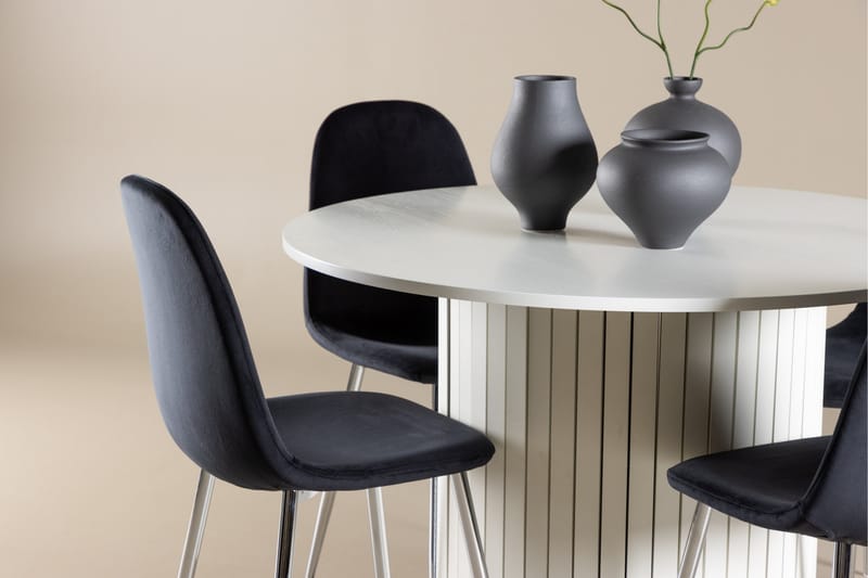 Härön Matgrupp 110 cm Rund med 4 Polar stolar - Vit/Svart - Möbler - Bord & matgrupper - Matgrupper