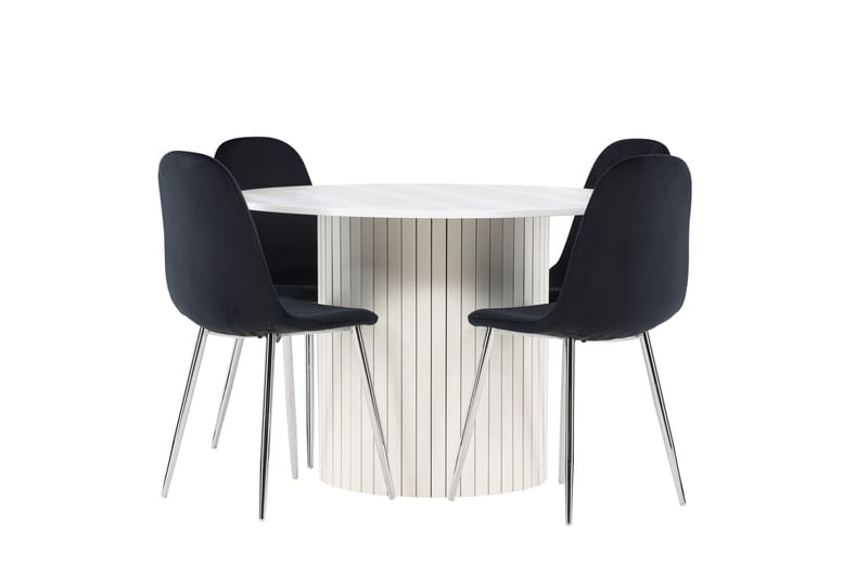 Härön Matgrupp 110 cm Rund med 4 Polar stolar - Vit/Svart - Möbler - Bord & matgrupper - Matgrupper