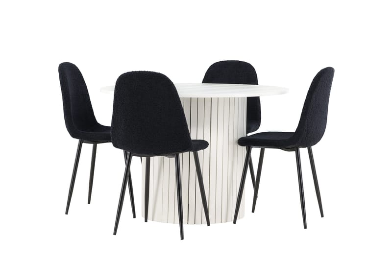 Härön Matgrupp 110 cm Rund med 4 Polar stolar - Vit/Svart - Möbler - Bord & matgrupper - Matgrupper