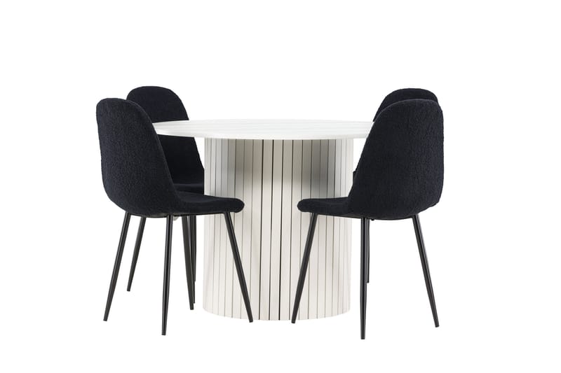 Härön Matgrupp 110 cm Rund med 4 Polar stolar - Vit/Svart - Möbler - Bord & matgrupper - Matgrupper