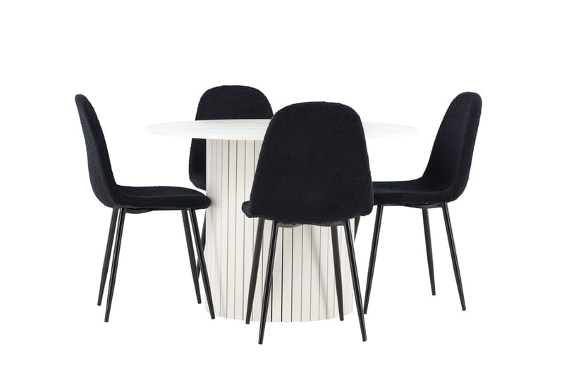 Härön Matgrupp 110 cm Rund med 4 Polar stolar - Vit/Svart - Möbler - Bord & matgrupper - Matgrupper