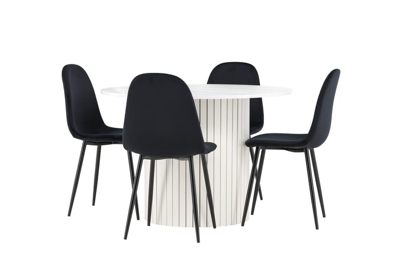 Härön Matgrupp 110 cm Rund med 4 Polar stolar - Vit/Svart - Möbler - Bord & matgrupper - Matgrupper