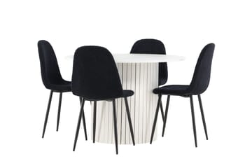 Härön Matgrupp 110 cm Rund med 4 Polar stolar - Vit/Svart - Möbler - Bord & matgrupper - Matgrupper