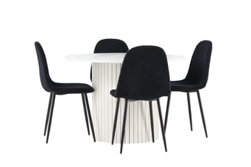 Härön Matgrupp 110 cm Rund med 4 Polar stolar - Vit/Svart - Möbler - Bord & matgrupper - Matgrupper