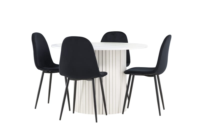 Härön Matgrupp 110 cm Rund med 4 Polar stolar - Vit/Svart - Möbler - Bord & matgrupper - Matgrupper