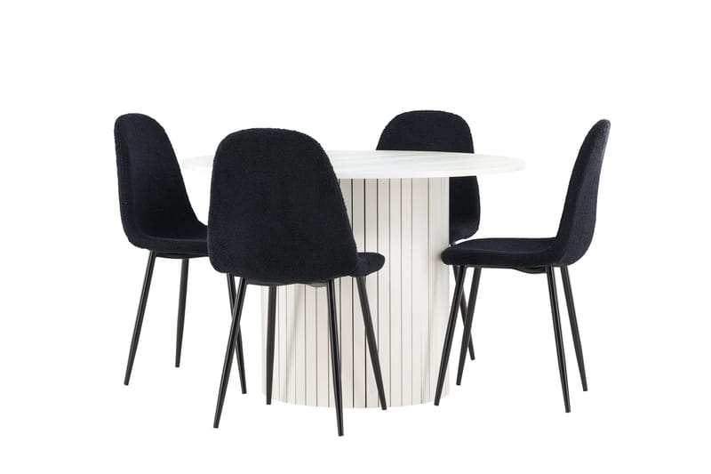 Härön Matgrupp 110 cm Rund med 4 Polar stolar - Vit/Svart - Möbler - Bord & matgrupper - Matgrupper
