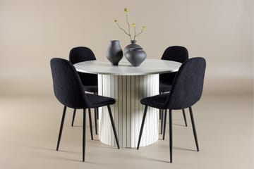 Härön Matgrupp 110 cm Rund med 4 Polar stolar - Vit/Svart - Möbler - Bord & matgrupper - Matgrupper
