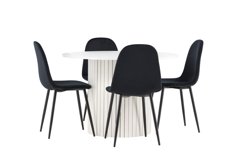 Härön Matgrupp 110 cm Rund med 4 Polar stolar - Vit/Svart - Möbler - Bord & matgrupper - Matgrupper