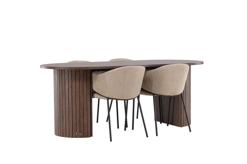 Härön Matgrupp 200 cm Oval med 4 Evelina stolar - Mocca/Beige - Möbler - Bord & matgrupper - Matgrupper