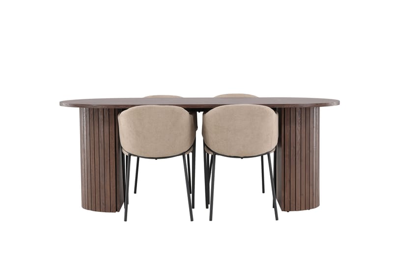 Härön Matgrupp 200 cm Oval med 4 Evelina stolar - Mocca/Beige - Möbler - Bord & matgrupper - Matgrupper