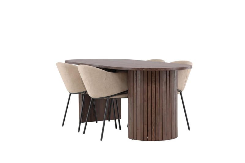 Härön Matgrupp 200 cm Oval med 4 Evelina stolar - Mocca/Beige - Möbler - Bord & matgrupper - Matgrupper