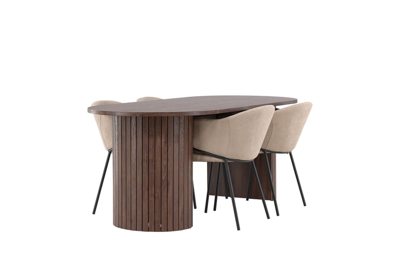 Härön Matgrupp 200 cm Oval med 4 Evelina stolar - Mocca/Beige - Möbler - Bord & matgrupper - Matgrupper