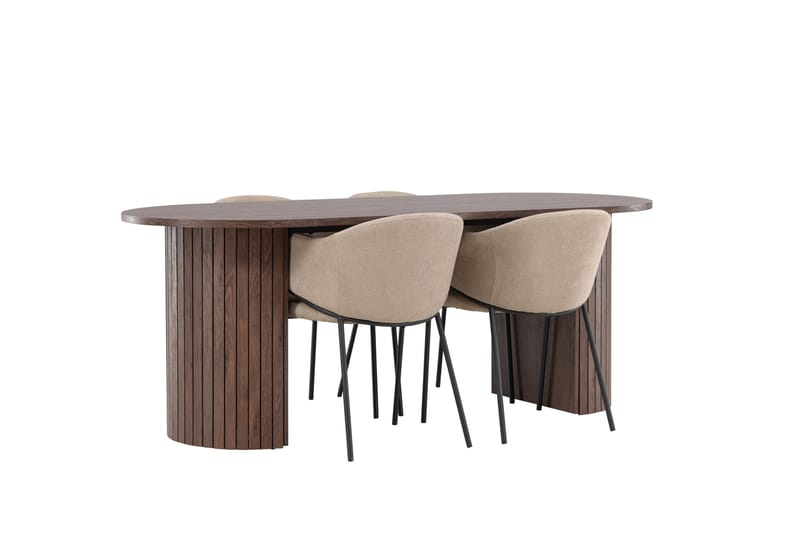 Härön Matgrupp 200 cm Oval med 4 Evelina stolar - Mocca/Beige - Möbler - Bord & matgrupper - Matgrupper
