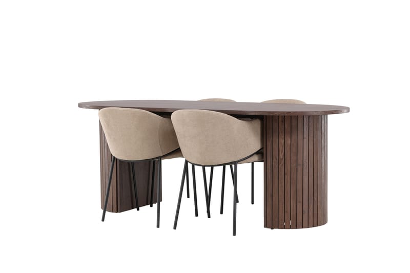 Härön Matgrupp 200 cm Oval med 4 Evelina stolar - Mocca/Beige - Möbler - Bord & matgrupper - Matgrupper