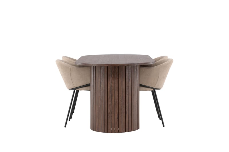 Härön Matgrupp 200 cm Oval med 4 Evelina stolar - Mocca/Beige - Möbler - Bord & matgrupper - Matgrupper