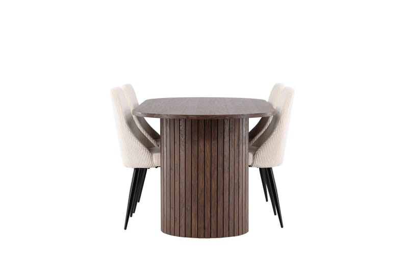Härön Matgrupp 200 cm Oval med 4 Leone stolar - Mocca/Beige - Möbler - Bord & matgrupper - Matgrupper