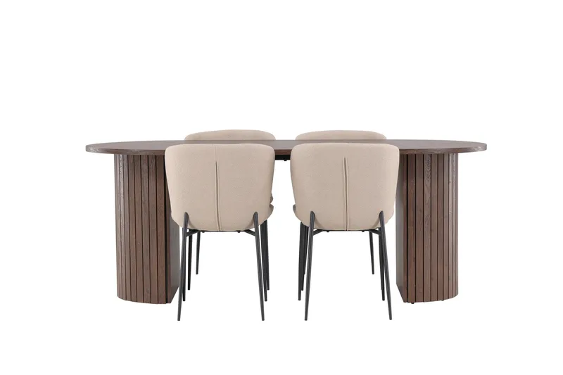 Härön Matgrupp 200 cm Oval med 4 Modesto stolar - Mocca/Beige - Möbler - Bord & matgrupper - Matgrupper