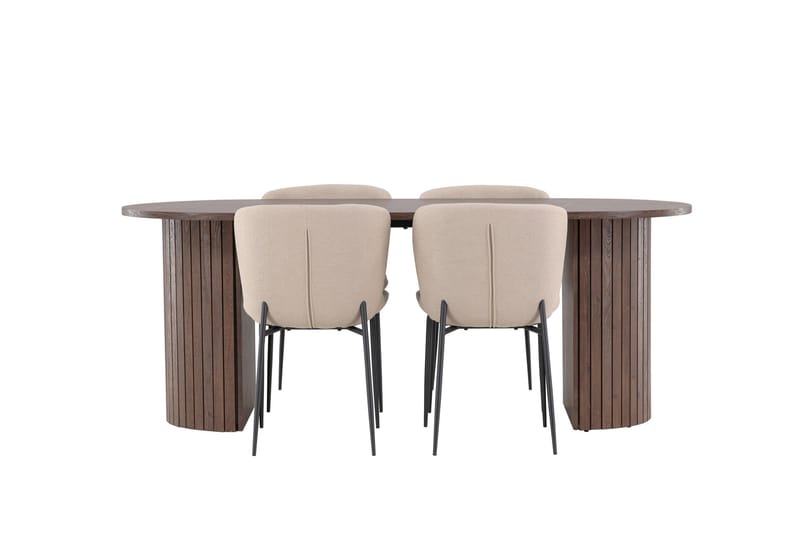 Härön Matgrupp 200 cm Oval med 4 Modesto stolar - Mocca/Beige - Möbler - Bord & matgrupper - Matgrupper