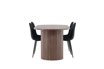 Härön Matgrupp 200 cm Oval med 4 Polar stolar - Mocca/Svart - Möbler - Bord & matgrupper - Matgrupper