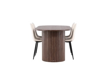 Härön Matgrupp 200 cm Oval med 4 Polar stolar - Mocca/Beige - Möbler - Bord & matgrupper - Matgrupper