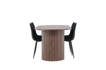 Härön Matgrupp 200 cm Oval med 4 Polar stolar - Mocca/Svart - Möbler - Bord & matgrupper - Matgrupper
