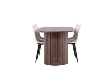 Härön Matgrupp 200 cm Oval med 4 Polar stolar - Mocca/Beige - Möbler - Bord & matgrupper - Matgrupper