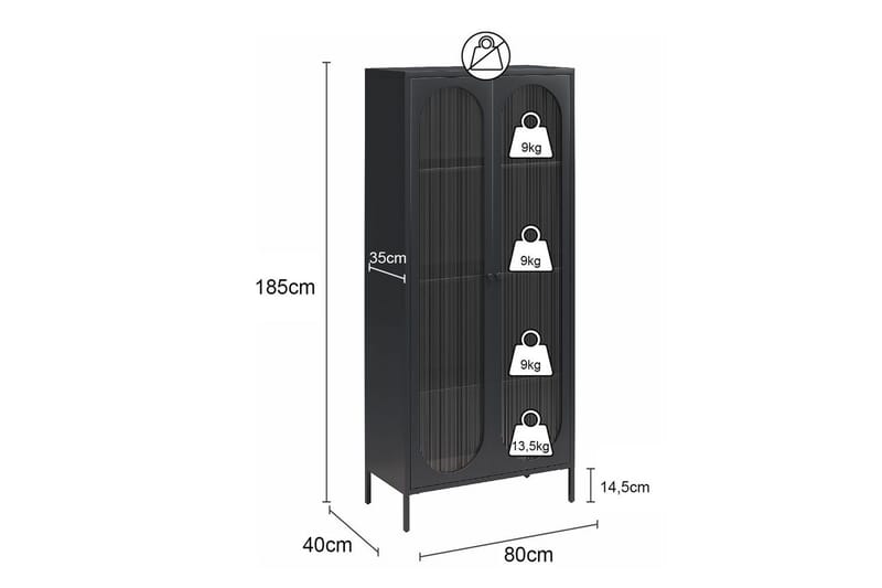 Högskåp Luna Himmelsblå - Himmelsblå - Förvaring - Skåp - Vitrinskåp