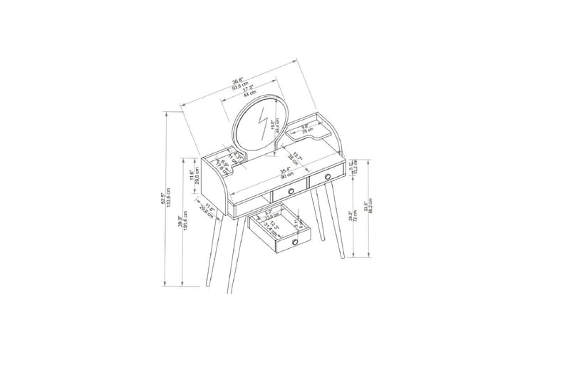 Habiba Sminkbord 93,6 cm - Antracit - Möbler - Bord & matgrupper - Sminkbord & toalettbord