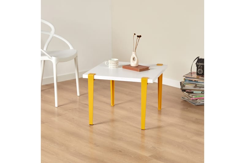 Halicheron Soffbord 60x60 cm Vit/Gul - Hanah Home - Möbler - Bord & matgrupper - Soffbord