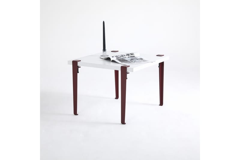Halicheron Soffbord 60x60 cm Vit/Röd - Hanah Home - Möbler - Bord & matgrupper - Soffbord