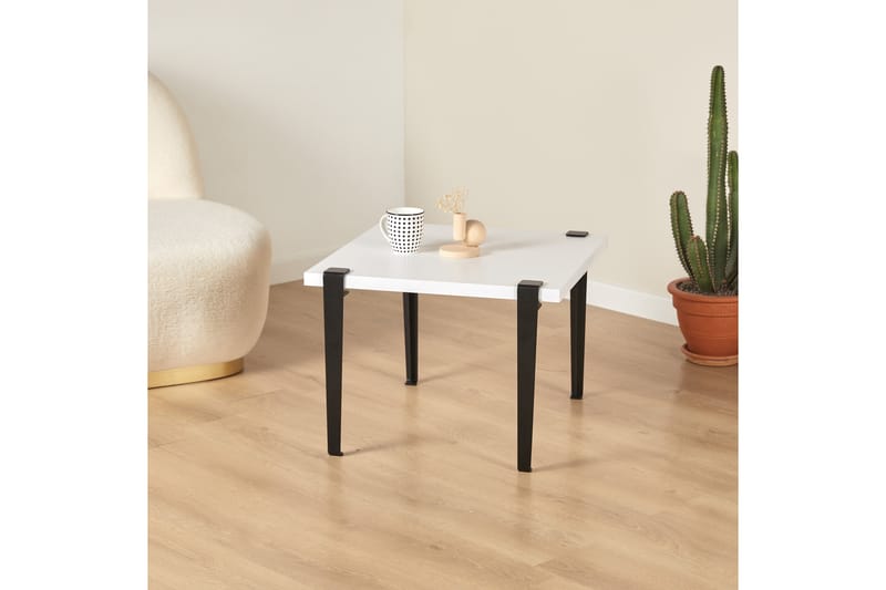 Halicheron Soffbord 60x60 cm Vit/Svart - Hanah Home - Möbler - Bord & matgrupper - Soffbord