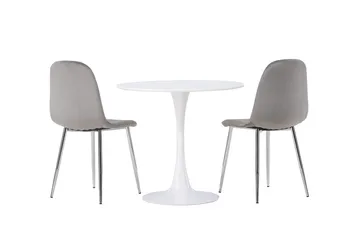 Hamden Matbord 80 cm med 2 Eva Matstol - Ljusgrå, Vit - Möbler - Bord & matgrupper - Matgrupper