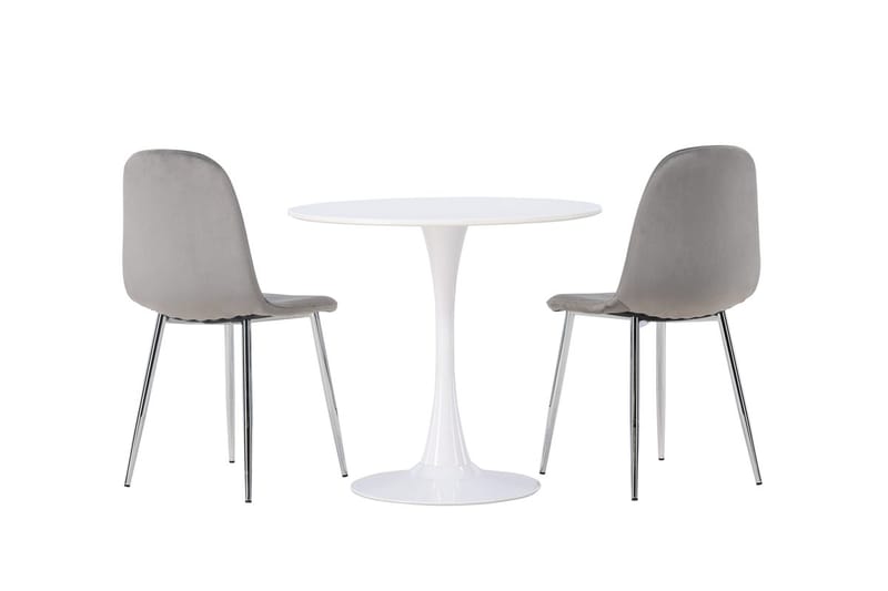 Hamden Matbord 80 cm med 2 Eva Matstol - Ljusgrå, Vit - Möbler - Bord & matgrupper - Matgrupper