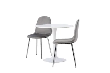 Hamden Matbord 80 cm med 2 Eva Matstol - Ljusgrå, Vit - Möbler - Bord & matgrupper - Matgrupper