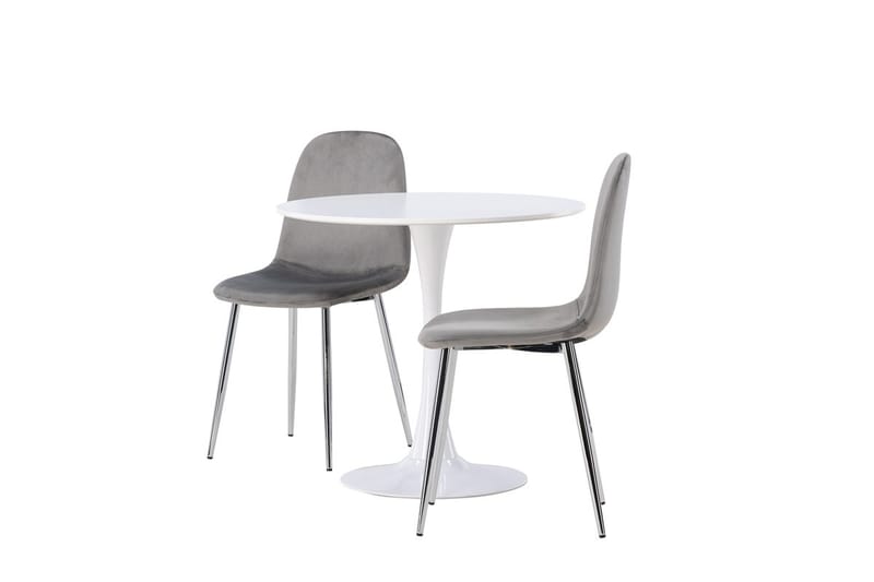 Hamden Matbord 80 cm med 2 Eva Matstol - Ljusgrå, Vit - Möbler - Bord & matgrupper - Matgrupper