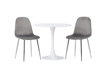 Hamden Matbord 80 cm med 2 Eva Matstol - Ljusgrå, Vit - Möbler - Bord & matgrupper - Matgrupper