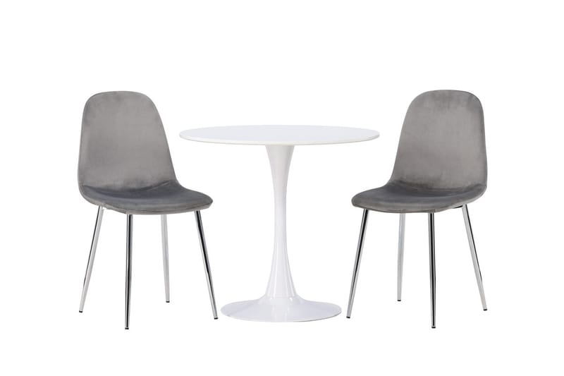 Hamden Matbord 80 cm med 2 Eva Matstol - Ljusgrå, Vit - Möbler - Bord & matgrupper - Matgrupper