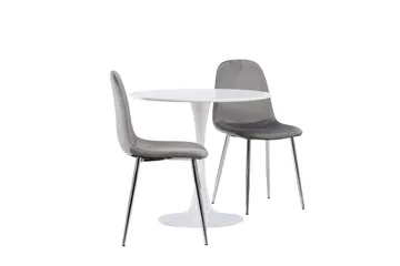 Hamden Matbord 80 cm med 2 Eva Matstol - Ljusgrå, Vit - Möbler - Bord & matgrupper - Matgrupper