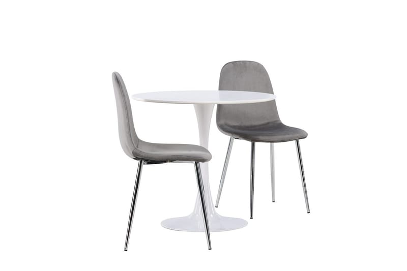 Hamden Matbord 80 cm med 2 Eva Matstol - Ljusgrå, Vit - Möbler - Bord & matgrupper - Matgrupper